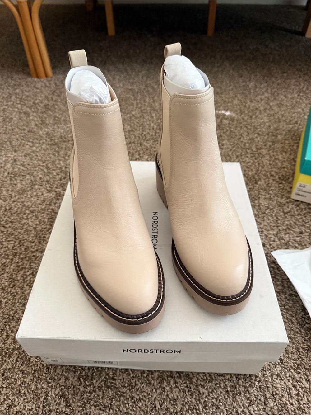 Nordstrom Cream Chelsea Platform Booties